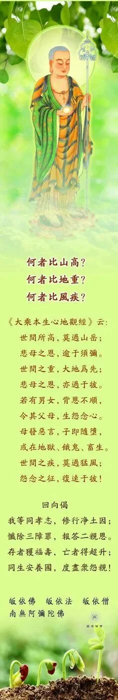 【孝亲报恩法语】何者比山高？何者比地重？何者比风疾？